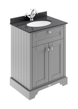 Floor Standing 2 Door Vanity Unit with 1 Tap Hole Black Marble Top 600mm