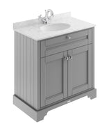 Hudson Reed Old London 800mm Floor Standing 2 Door Vanity Unit with 1 Tap Hole Grey Marble Top Basin