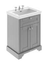 Hudson Reed Old London 600mm Storm Grey Floor Standing 2 Door Vanity Unit With Fireclay Basin