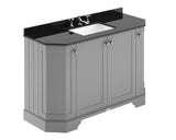 Hudson Reed Old London 1200mm Storm Grey Floor Standing 4 Door Vanity Unit With 3 Tap Hole Black Marble Top Basin