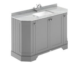 Hudson Reed Old London 1236mm Storm Grey Floor Standing 4 Door Vanity Unit With Grey Marble Basin