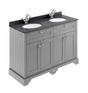 Hudson Reed Old London 1220mm Storm Grey Floor Standing 4 Door Vanity Unit With Black Marble Double Basin