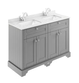 Hudson Reed Old London 1250mm Floor Standing 4 Door Double Basin Vanity Unit With Double Marble Top Basin