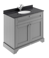 Floor Standing 2 Door Vanity Unit with 1 Tap Hole Black Marble Top 1000mm
