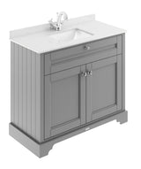 Hudson Reed Old London 1000mm Floor Standing 2 Door Vanity Basin Unit with White Marble Top Basin