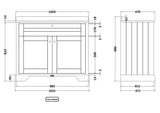 Hudson Reed Old London 1000mm Storm Grey Floor Standing 2 Door Vanity Unit With 3 Tap Hole Black Marble Top Basin