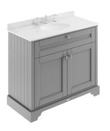 Floor Standing 2 Door Vanity Unit with 1 Tap Hole White Marble Top 1000mm