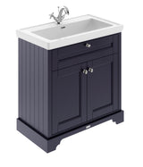 Hudson Reed Old London 800mm Twilight Blue Floor Standing 2 Door Vanity Unit With 1 Tap Hole Fireclay Basin
