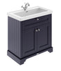 Hudson Reed Old London 800mm Twilight Blue Floor Standing 2 Door Vanity Unit With 1 Tap Hole Fireclay Basin