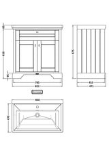 Hudson Reed Old London 800mm Twilight Blue Floor Standing 2 Door Vanity Unit With 1 Tap Hole Fireclay Basin