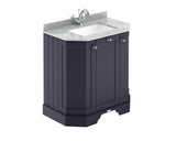 Hudson Reed Old London 750mm Twilight Blue Floor Standing 3 Door Vanity Unit With Grey Marble Top Basin