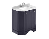 Floor Standing 3 Door Angled Vanity Unit with 1 Tap Hole White Marble Top 750mm