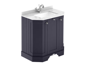 Floor Standing 3 Door Angled Vanity Unit with 1 Tap Hole White Marble Top 750mm