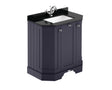 Hudson Reed Old London Twilight Blue Floor Standing 3 Door Vanity Unit With Black Marble Top Basin