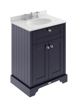 Hudson Reed Old London 600mm Floor Standing Vanity Unit With 3 Tap Hole Grey Marble Top Basin