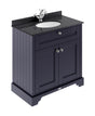Hudson Reed Old London 820mm Twilight Blue Floor Standing 2 Door Vanity Unit with 1 Tap Hole Black Marble Top Basin