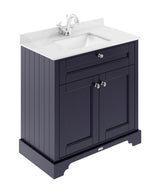 Floor Standing 2 Door Vanity Basin Unit with Square Basin & 1 Tap Hole Marble Top, 800mm