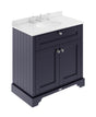 Hudson Reed Old London 800mm Floor Standing 2 Door Vanity Unit With 3 Tap Hole White Marble Top Basin