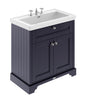 Hudson Reed Old London 800mm Twilight Blue Floor Standing 2 Door Vanity Unit Including Fireclay Basin