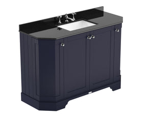 Hudson Reed Old London 1200mm Twilight Blue Floor Standing 4 Door Vanity Unit With Black Marble Top Basin