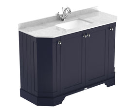 Floor Standing 4 Door Angled Vanity Unit with 1 Tap Hole White Marble Top 1200mm