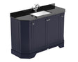 Hudson Reed Old London 1236mm Twilight Blue Floor Standing 4 Door Angled Vanity Unit With Black Marble Top Basin
