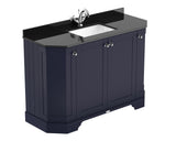 Hudson Reed Old London 1236mm Twilight Blue Floor Standing 4 Door Angled Vanity Unit With Black Marble Top Basin