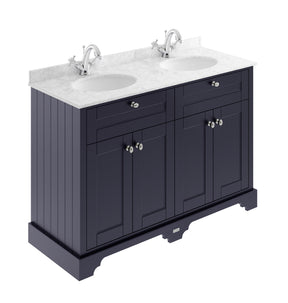 Hudson Reed Old London 1200mm Floor Standing Vanity Unit With Double Grey Marble Top Basin
