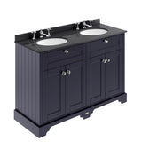 Hudson Reed Old London 1220mm Floor Standing 4 Door Double Basin Vanity Unit With Black Marble Top