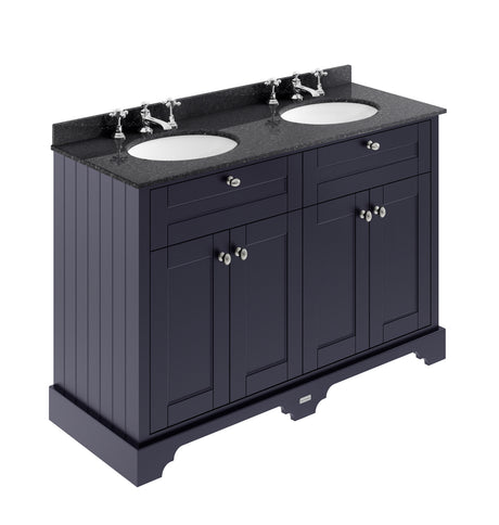 Hudson Reed Old London 1220mm Floor Standing 4 Door Double Basin Vanity Unit With Black Marble Top