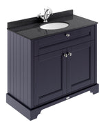 Floor Standing 2 Door Vanity Unit with 1 Tap Hole Black Marble Top 1000mm