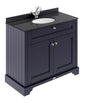 Floor Standing 2 Door Vanity Unit with 1 Tap Hole Black Marble Top 1000mm