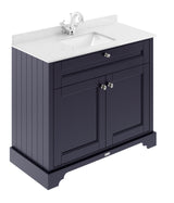 Hudson Reed Old London 1000mm Twilight Blue Floor Standing Vanity Unit With Square Basin & Marble Top