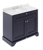 Floor Standing 2 Door Vanity Unit with 1 Tap Hole White Marble Top 1000mm