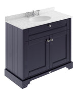Hudson Reed Old London 1000mm Floor Standing 2 Door Vanity Unit with 3 Tap Hole Grey Marble Top