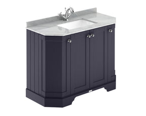 Floor Standing 4 Door Angled Vanity Unit with 1 Tap Hole Grey Marble Top 100mm