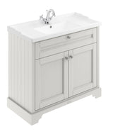 Hudson Reed Old London 1020mm Timeless Sand Floor Standing 2 Door Vanity Unit With 1 Tap Hole Ceramic Basin