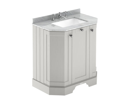 Hudson Reed Old London 786mm Timeless Sand 3 Door Floor Standing Vanity Unit with Grey Marble Top Basin