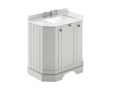 Hudson Reed Old London 750mm Timeless Sand Floor Standing 3 Door Vanity Unit With 3 Tap Hole White Marble Top Basin