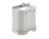 Floor Standing 3 Door Angled Vanity Unit with 1 Tap Hole Grey Marble Top 750mm