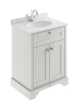 Hudson Reed Old London 600mm Timeless Sand Floor Standing 2 Door Vanity Unit With Grey Marble Top Basin