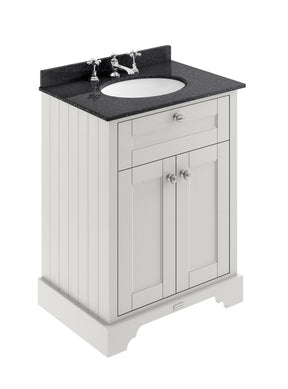 Hudson Reed Old London 620mm Timeless Sand Floor Standing 2 Door Vanity Unit with 3 Tap Hole Black Marble Top Basin