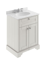 Hudson Reed Old London 600mm Floor Standing Vanity Unit with 3 Tap Hole Grey Marble Top Soft Close Doors