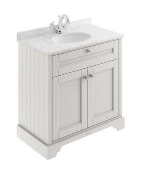 Floor Standing 2 Door Vanity Unit with 1 Tap Hole Grey Marble Top 800mm