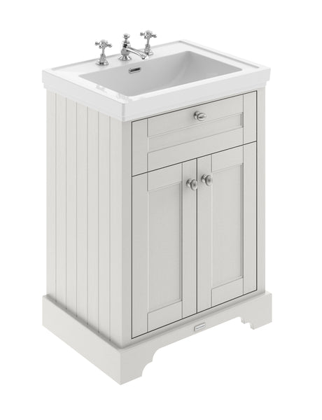Hudson Reed Old London 600mm Timeless Sand Floor Standing 2 Door Vanity Unit with 3 Tap Hole Fireclay Basin