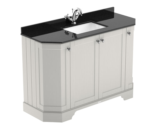 Floor Standing 4 Door Angled Vanity Unit with 1 Tap Hole Black Marble Top 1200mm