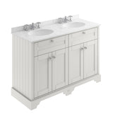 Hudson Reed Old London 1220mm Floor Standing 4 Door Double Basin Vanity Unit with Grey Marble Top