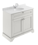 Hudson Reed Old London 1000mm Floor Standing 2 Door Vanity Unit with 1 Tap Hole Grey Marble Top Basin