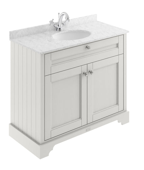 Hudson Reed Old London 1000mm Floor Standing 2 Door Vanity Unit with 1 Tap Hole Grey Marble Top Basin
