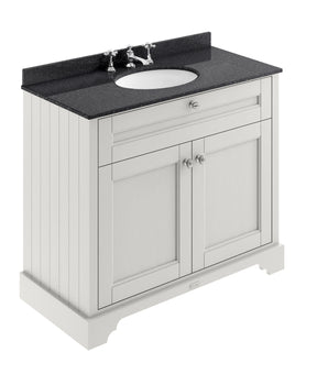 Hudson Reed Old London 1000mm Floor Standing 2 Door Vanity Unit With Black Marble Top Basin